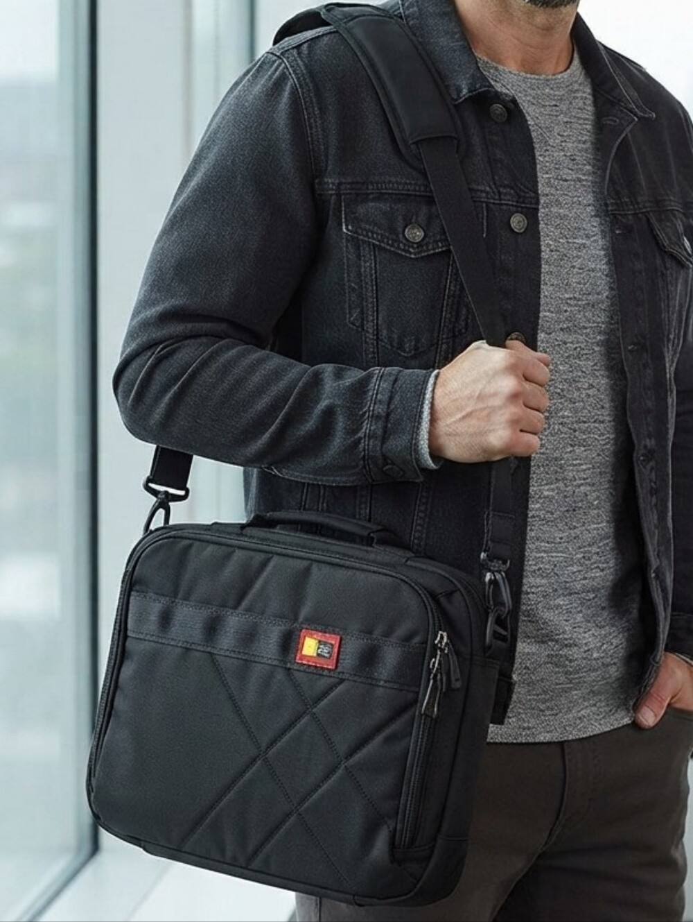Case Logic Quilted Laptop Briefcase 15.6" & Tablet Case Black Travel Messenger